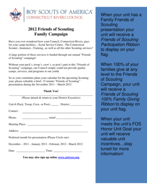 Friends of Scouting Presentation Request Form