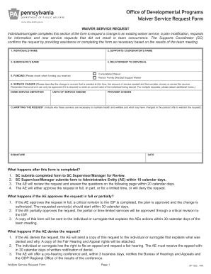 Waiver Service Request Form