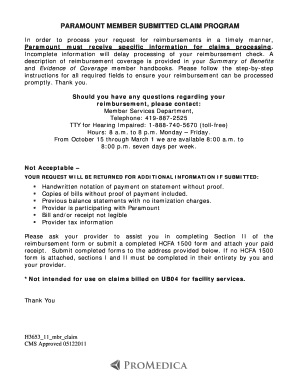 Paramount Reimbursement Form
