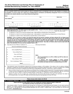 401(k) Rollover Contribution Form