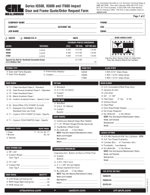 Door and Frame Quote Order Request Form