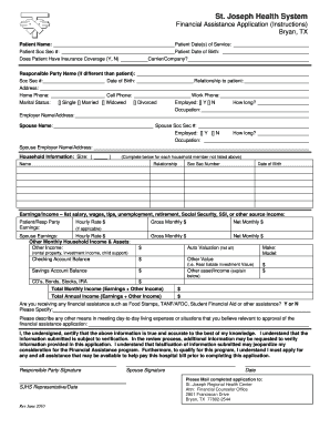 St. Joseph Health System Financial Assistance Application