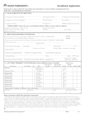 Kaiser Permanente Enrollment Application