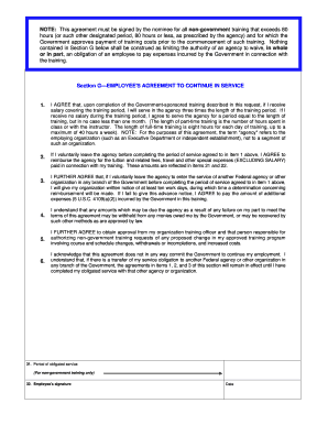 US Federal Employee Training Agreement