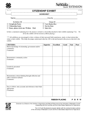 4-H Citizenship Exhibit Scoring Sheet