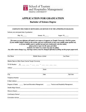 Temple University Graduation Application