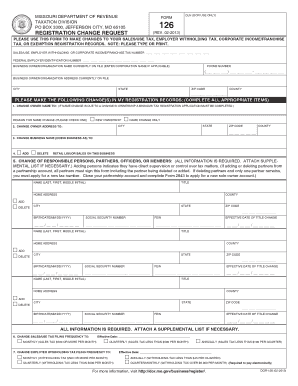 Missouri Registration Change Request Form