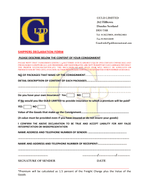 Shippers Declaration Form