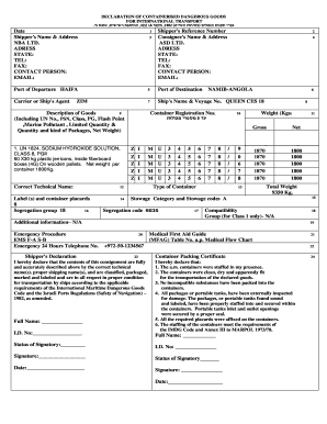 Declaration of Containerized Dangerous Goods