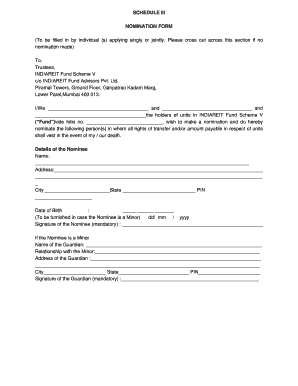 Nomination Form for INDIAREIT Fund Scheme V