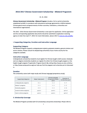 Chinese Government Scholarship Application Form