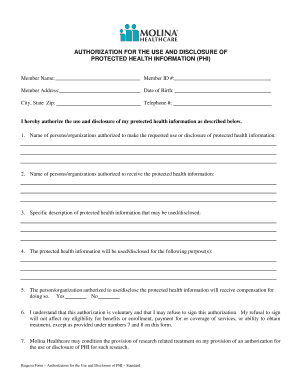 Authorization for Use and Disclosure of Protected Health Information