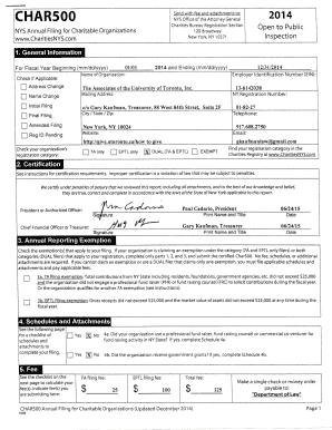 New York CHAR500 Annual Filing for Charitable Organizations