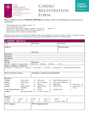 Carers Registration Form