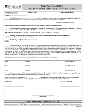 Payable on Death Account Designation Affidavit