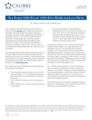 Form 1095-B and 1094-B for Multiemployer Plans