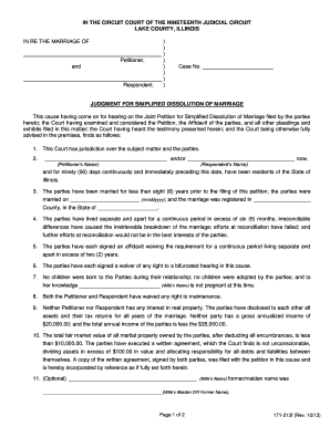 Judgment for Simplified Dissolution of Marriage