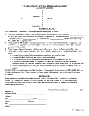 Motion for Default