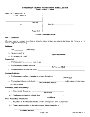 Illinois Petition for Dissolution of Marriage
