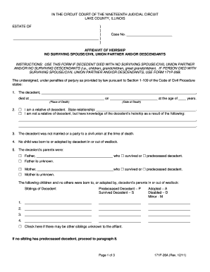 Affidavit of Heirship No Surviving Spouse or Descendants