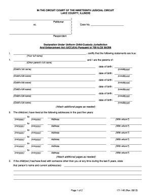Illinois Child Custody Jurisdiction Declaration