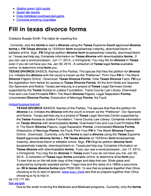 Texas Divorce Petition Form