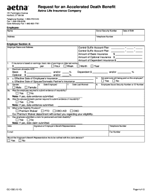 Accelerated Death Benefit Request Form