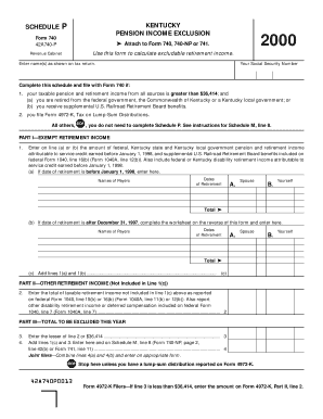 Kentucky Pension Income Exclusion Form 740