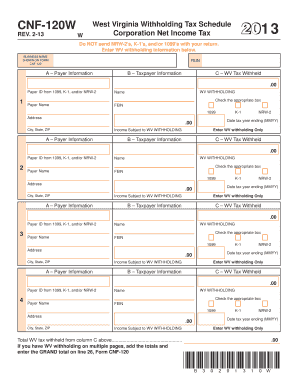 West Virginia Withholding Tax Schedule