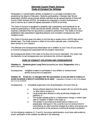 Gwinnett County Public Schools Athlete Code of Conduct