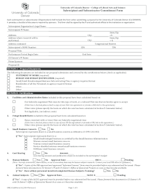 Subrecipient and Subcontractor Commitment Form