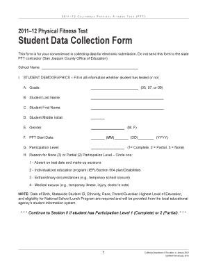 California Physical Fitness Test Form