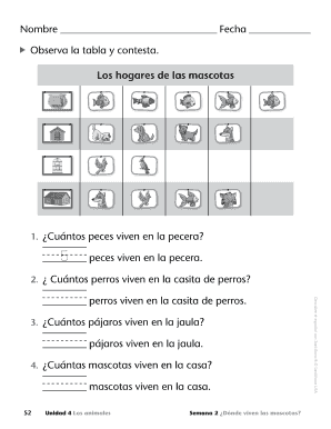 Hoja de trabajo: Hábitats de mascotas
