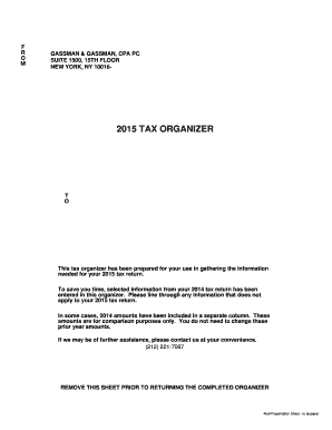 2015 Tax Organizer