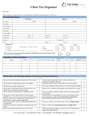 US Individual Income Tax Organizer