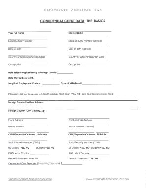 US Expatriate Tax Organizer