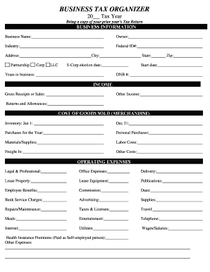 Business Tax Organizer