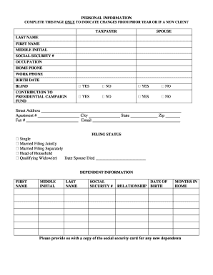 2015 Individual Tax Organizer