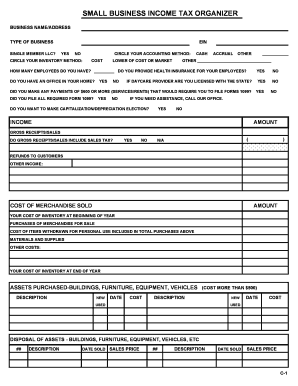Small Business Income Tax Organizer