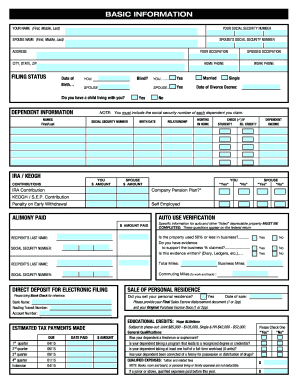 US Federal Tax Return Form