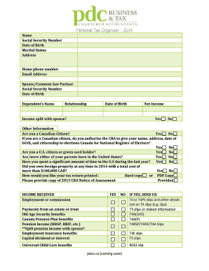 Personal Tax Organizer - 2014