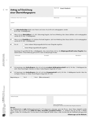 Antrag auf Einrichtung einer Übermittlungssperre