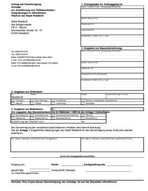 Tiefbauarbeiten Genehmigungsantrag