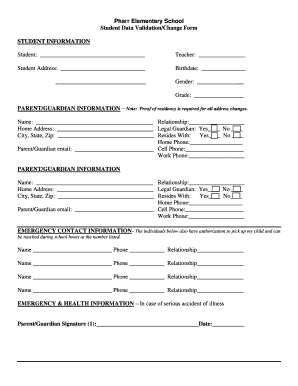 Student Data Validation/Change Form