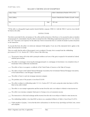 Georgia Seller's Certificate of Exemption