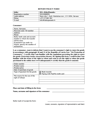 Return Policy Form
