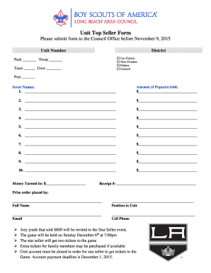 Unit Top Seller Form