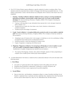AAHS Honor Code Policy 2013-2014