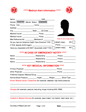 Medical Alert Information Form