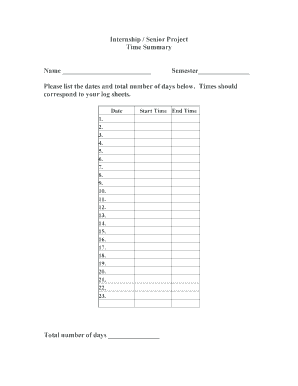 Internship Time Summary Form